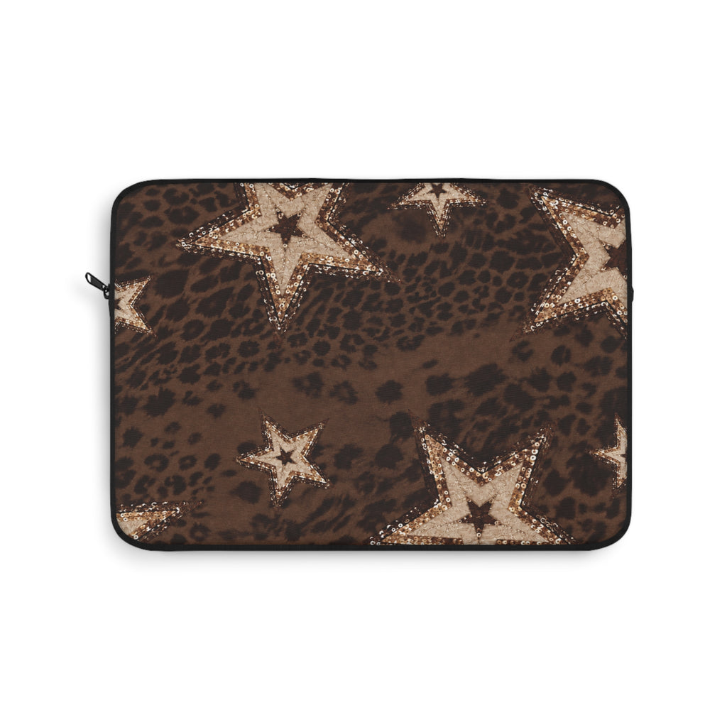 BROWN LEOPARD GOLD STARS IPAD & LAPTOP SLEEVE