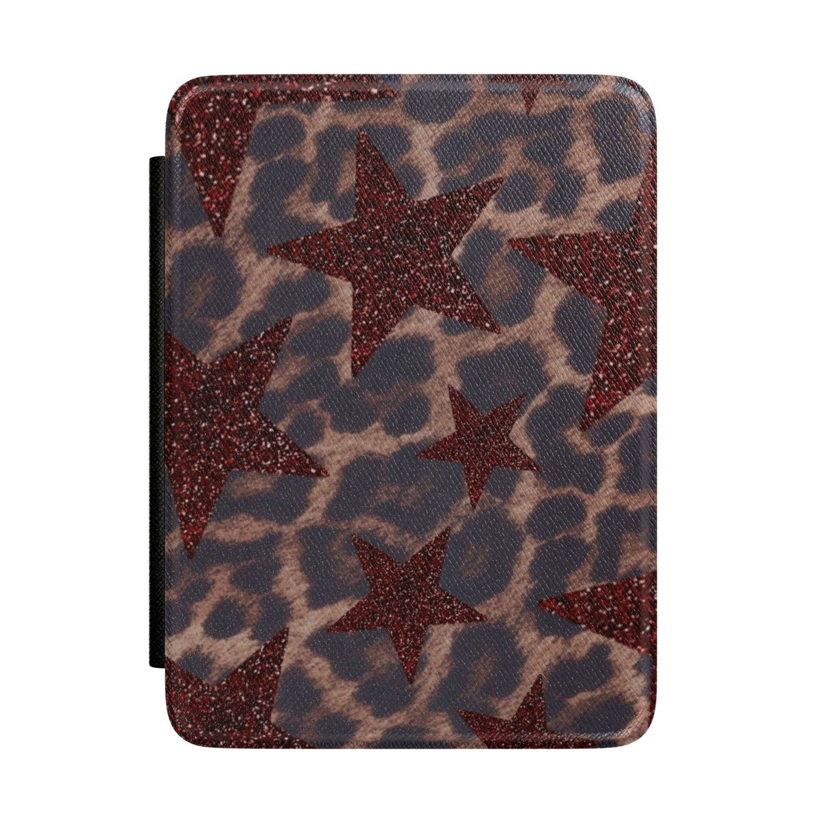 BURGUNDY RED LEOPARD STARS KINDLE CASE HARDCOVER