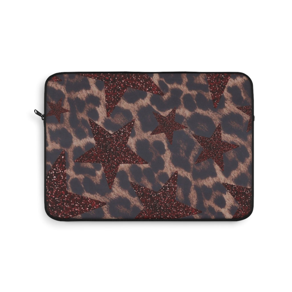 BURGUNDY RED LEOPARD STARS IPAD & LAPTOP SLEEVE
