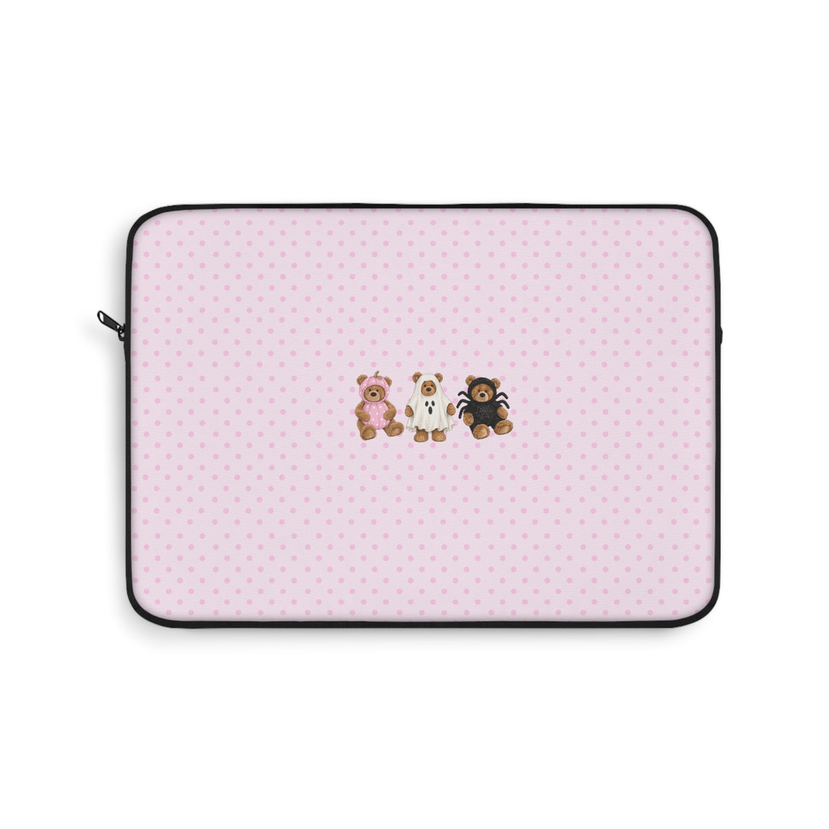 PINK POLKA DOTS HALLOWEEN TEDDY BEARS IPAD & LAPTOP SLEEVE