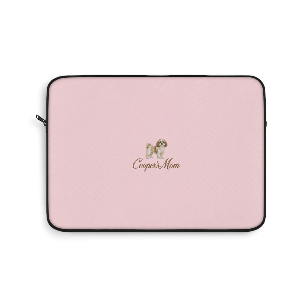 PERSONALIZED PINK SHIH TZU DOG MOM CUSTOM NAME IPAD & LAPTOP SLEEVE