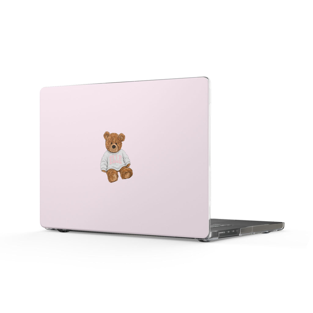 PERSONALIZED VARSITY SWEATER BABY PINK CUSTOM TEDDY BEAR NAME MACBOOK COVERS