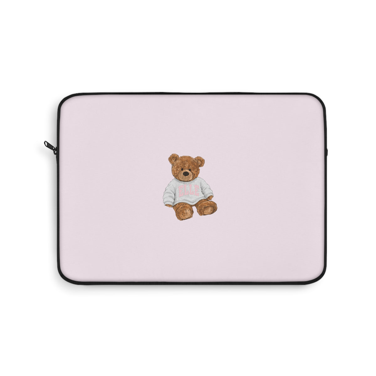 PERSONALIZED VARSITY SWEATER BABY PINK CUSTOM TEDDY BEAR NAME IPAD & LAPTOP SLEEVE