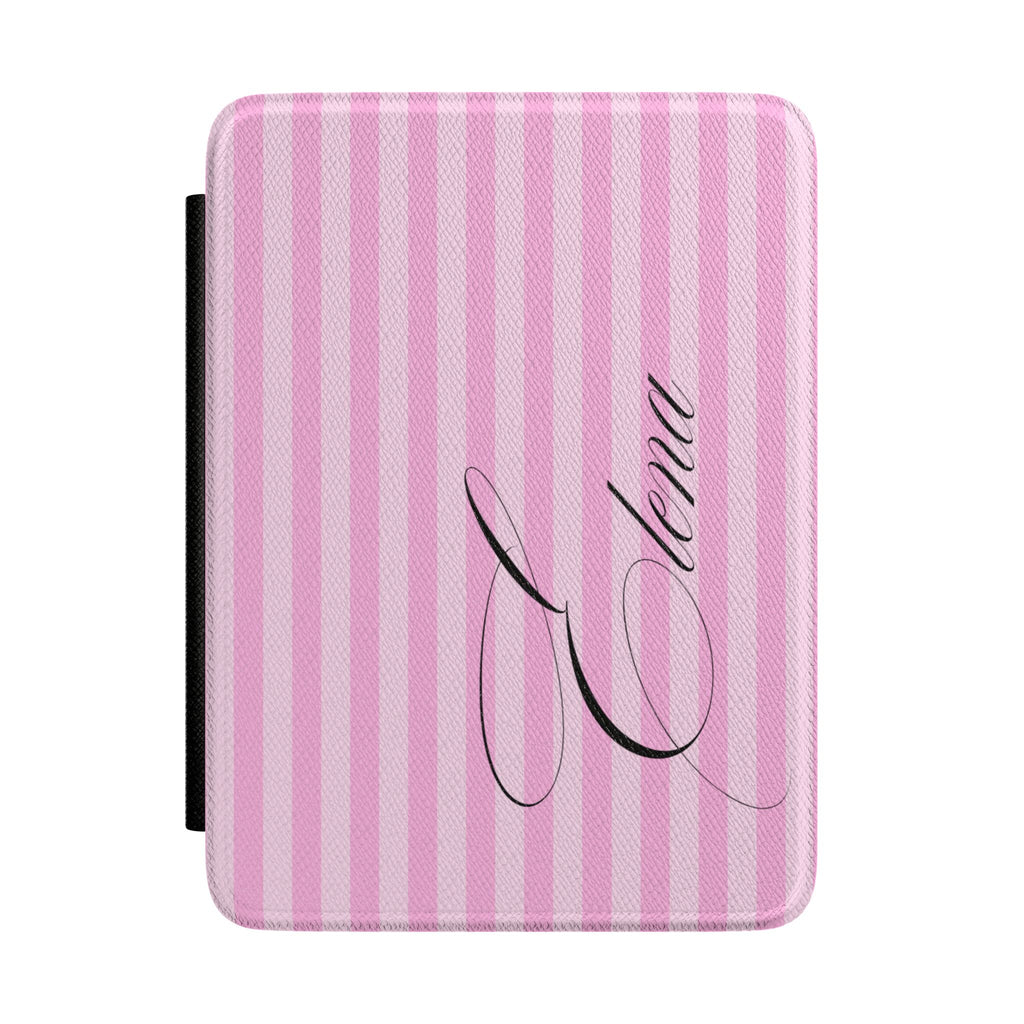 PERSONALIZED PINK STRIPES BLACK CUSTOM NAME KINDLE CASE HARDCOVER
