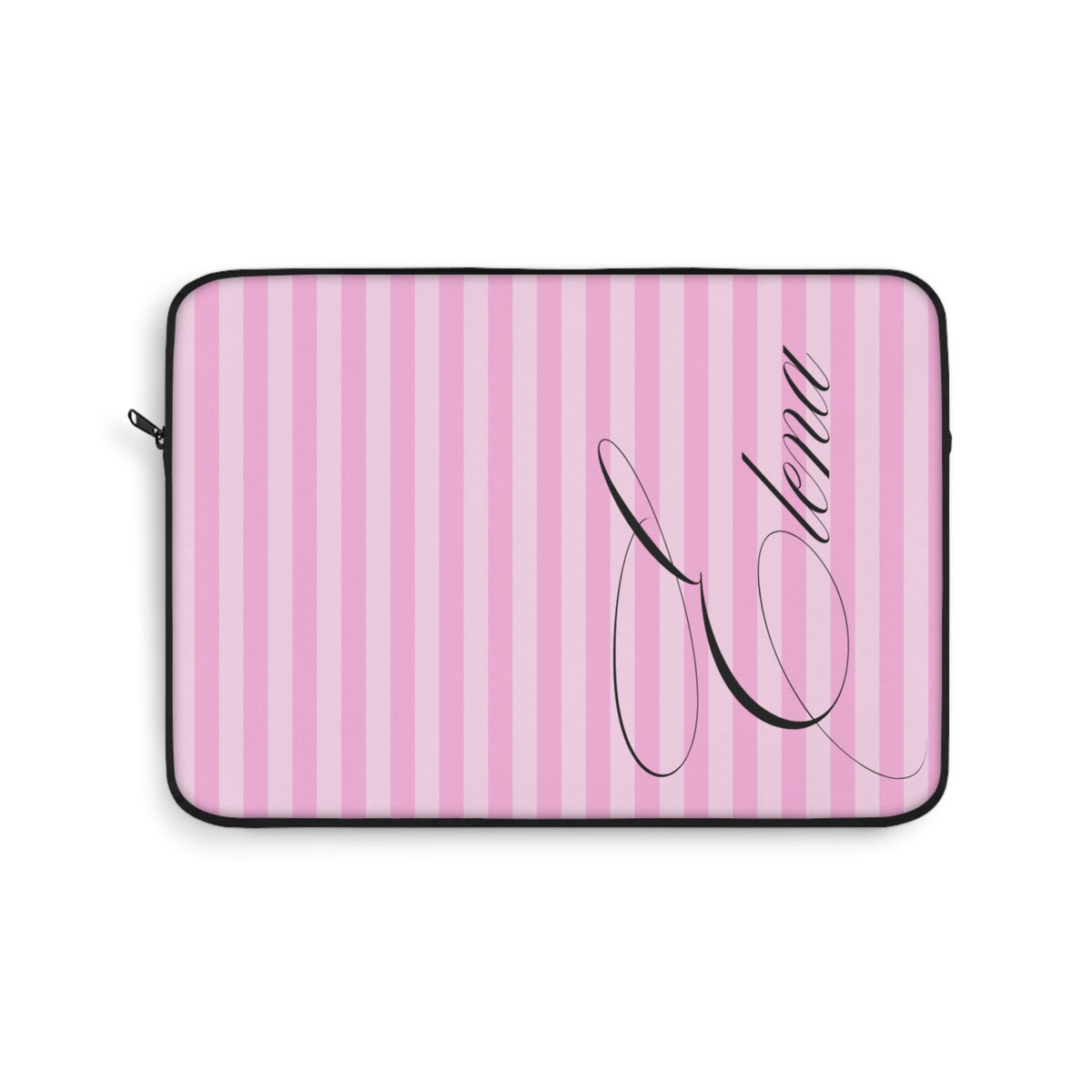 PERSONALIZED PINK STRIPES BLACK CUSTOM NAME IPAD & LAPTOP SLEEVE