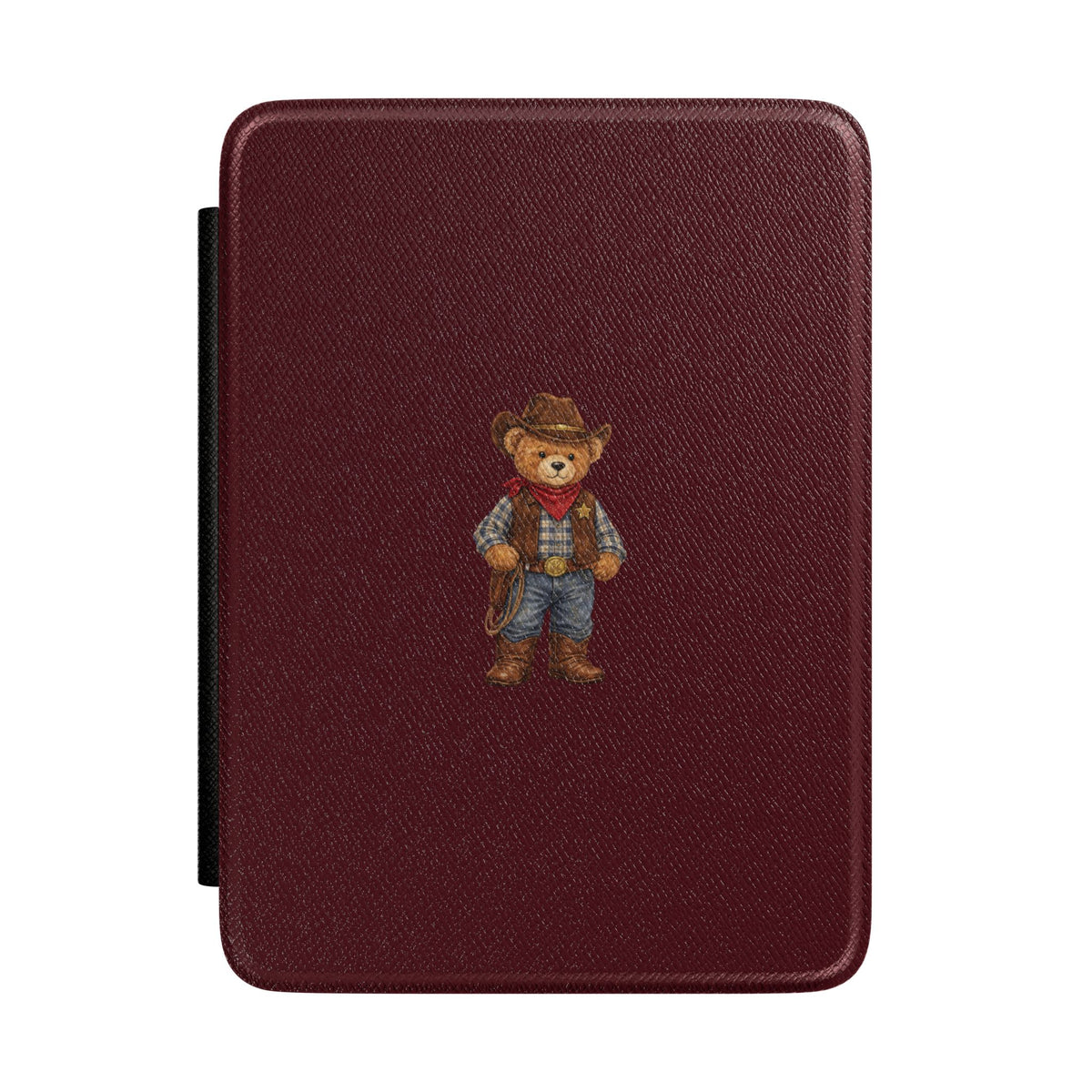WINE RED COWBOY TEDDY BEAR KINDLE CASE HARDCOVER