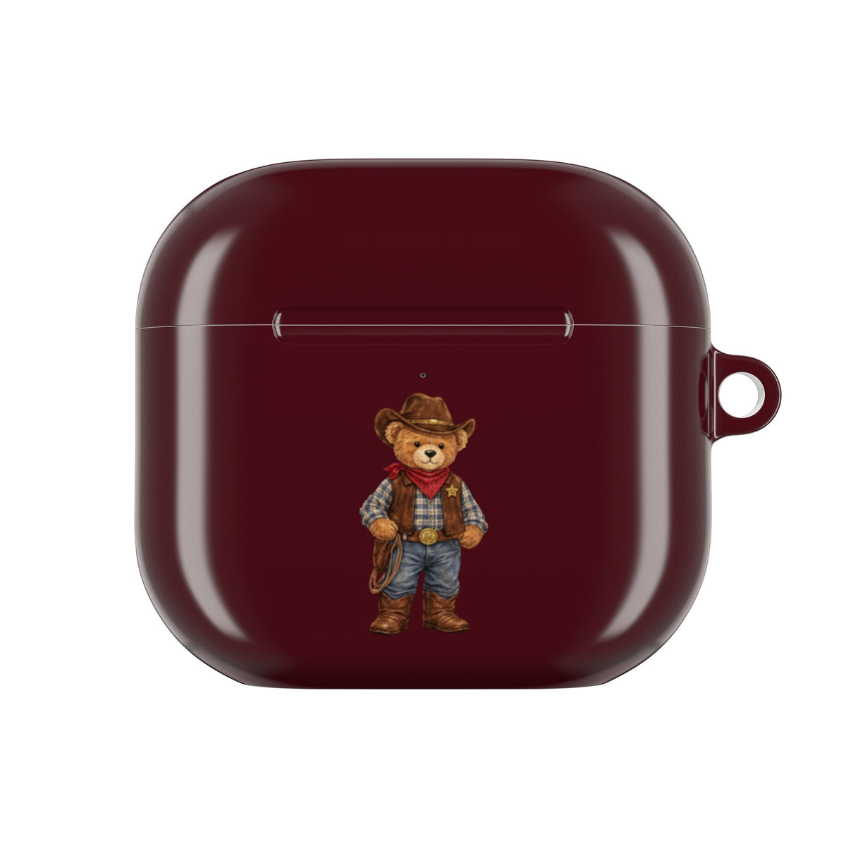 WINE RED COWBOY TEDDY BEAR AIRPOD CASE