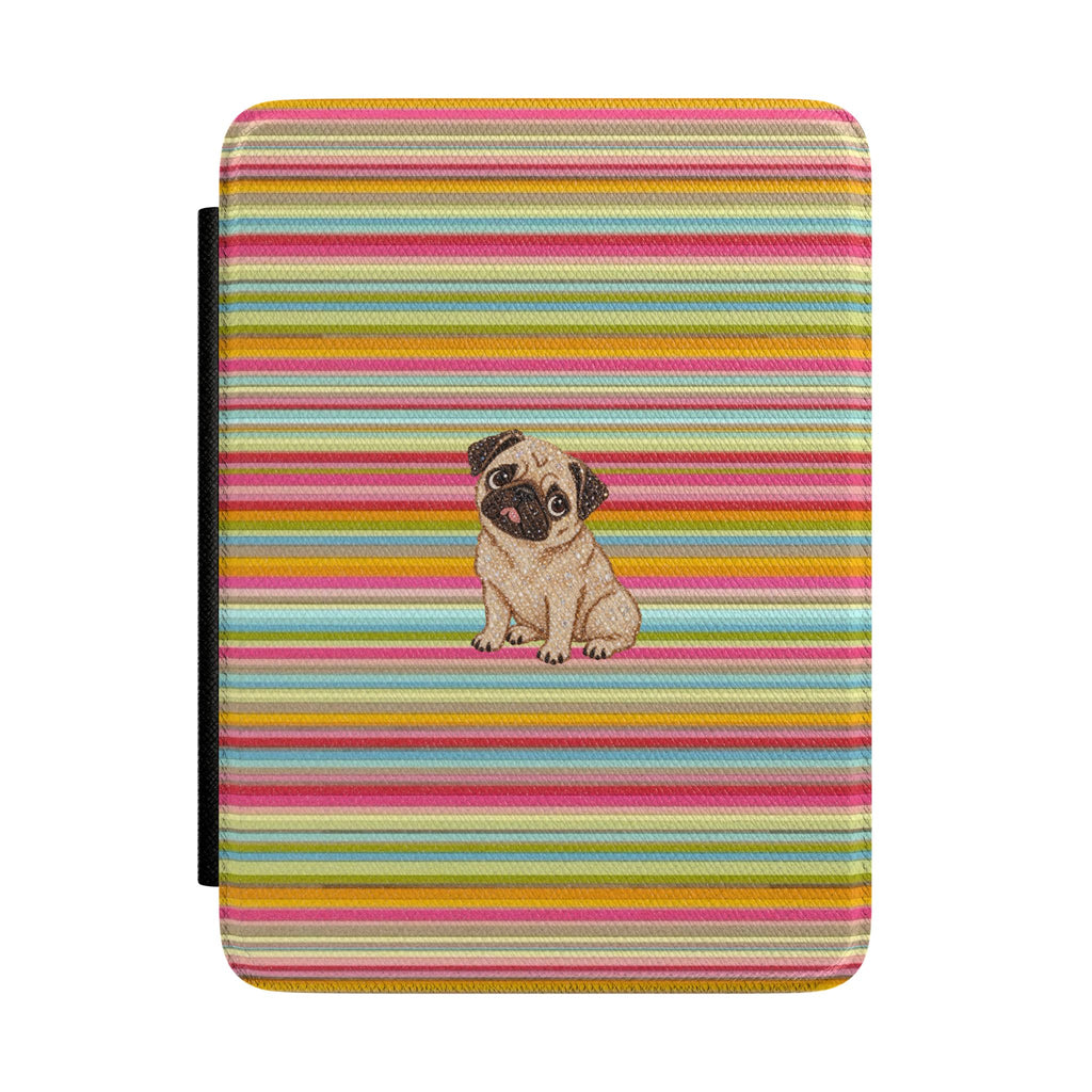 JET SET STRIPES PUG PUPPY KINDLE CASE HARDCOVER