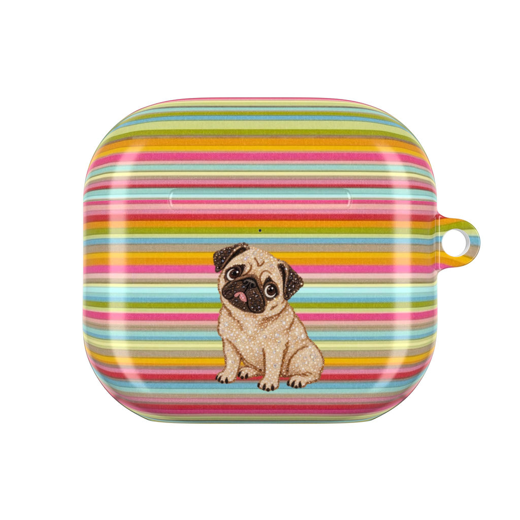 JET SET STRIPES PUG PUPPY AIRPOD CASE