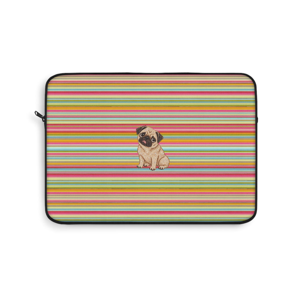 JET SET STRIPES PUG PUPPY IPAD & LAPTOP SLEEVE