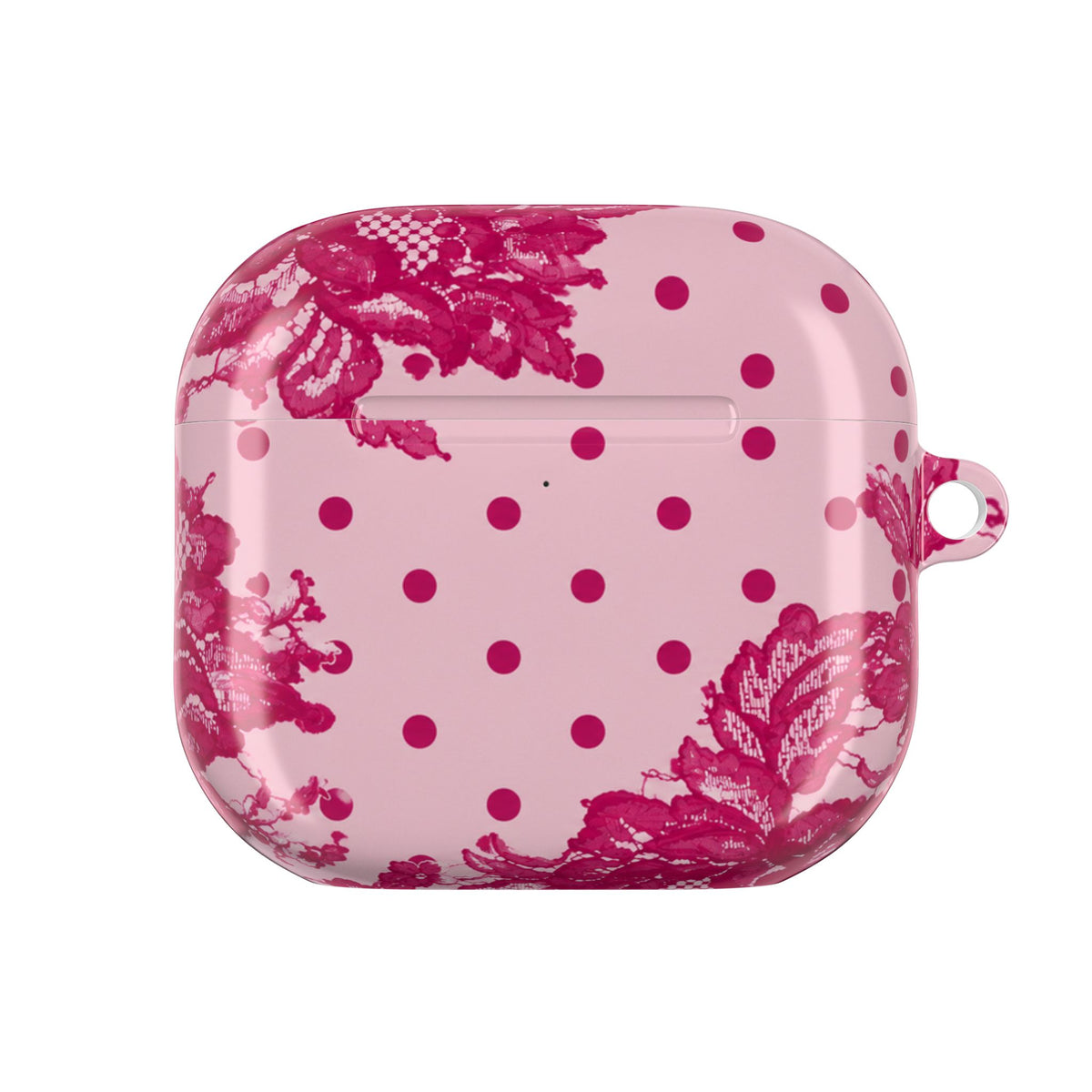 RASPBERRY CHANTILLY POLKA DOTS LACE AIRPOD CASE