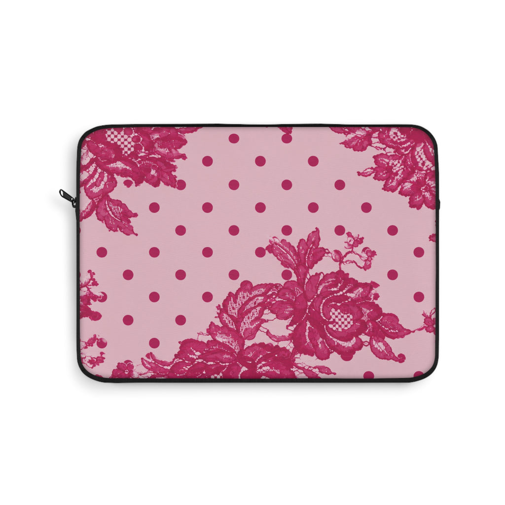 RASPBERRY CHANTILLY POLKA DOTS LACE IPAD & LAPTOP SLEEVE