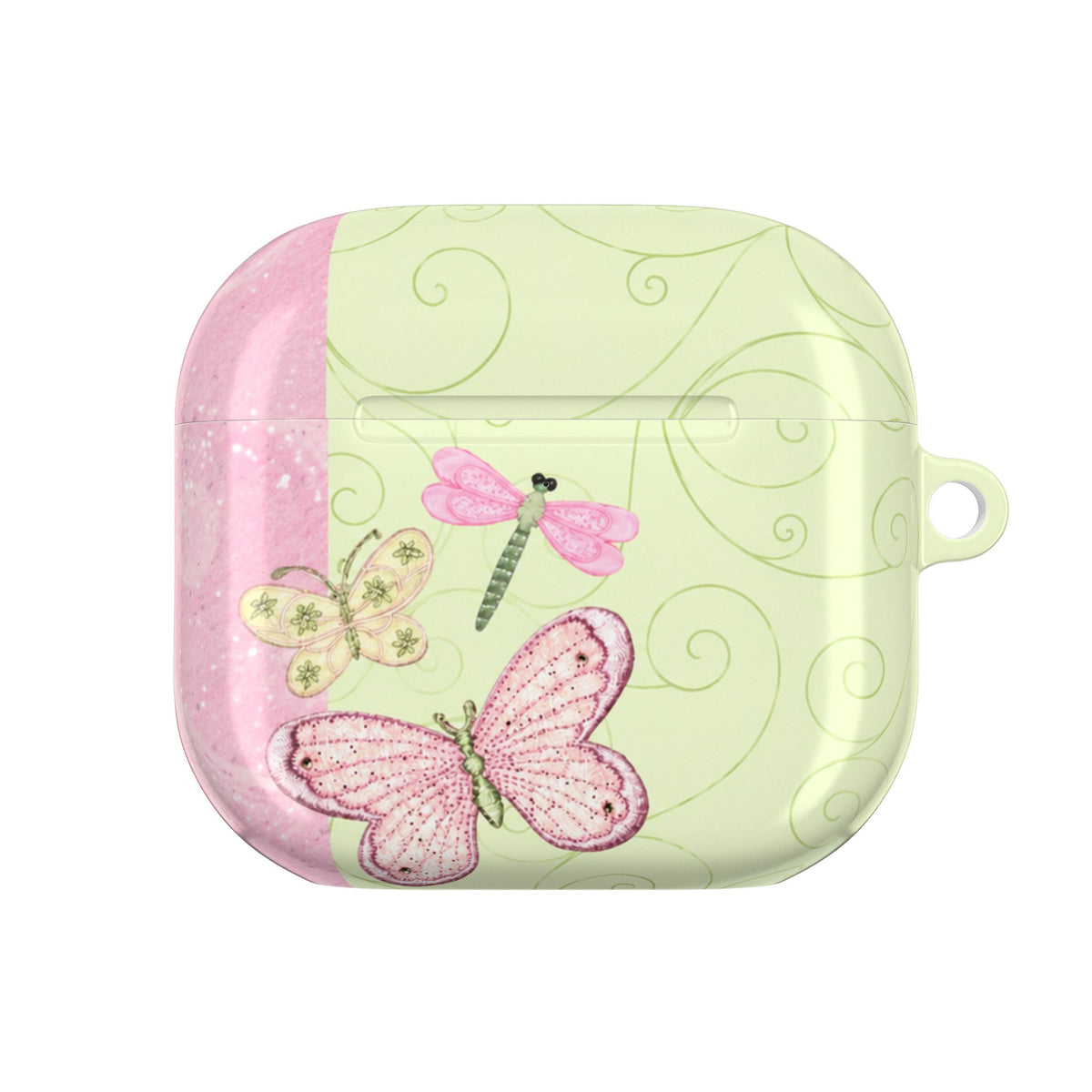 YELLOW & PINK WHIMSY DRAGONFLY AIRPOD CASE