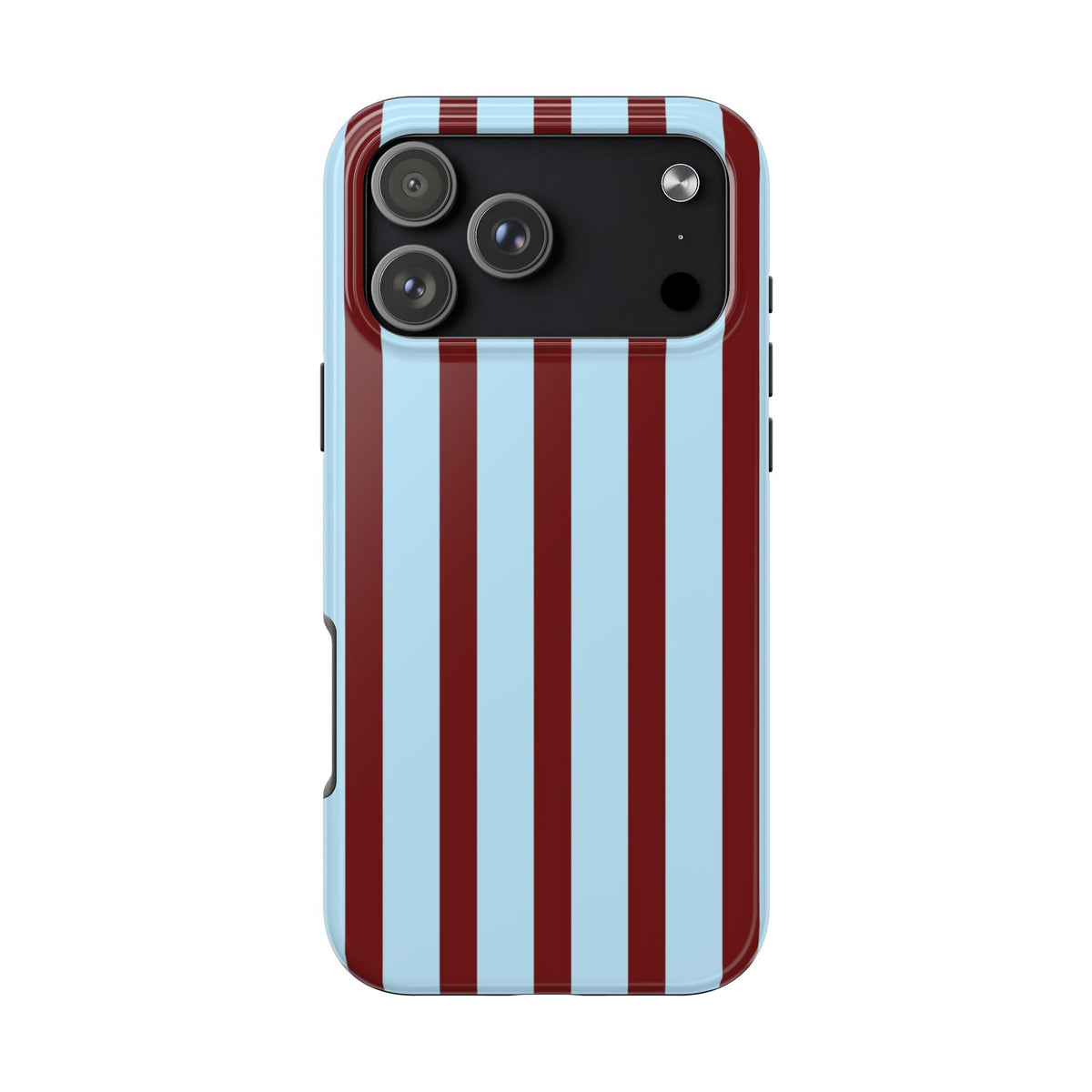 GLACIER BLUE & BURGUNDY STRIPED PHONE CASE