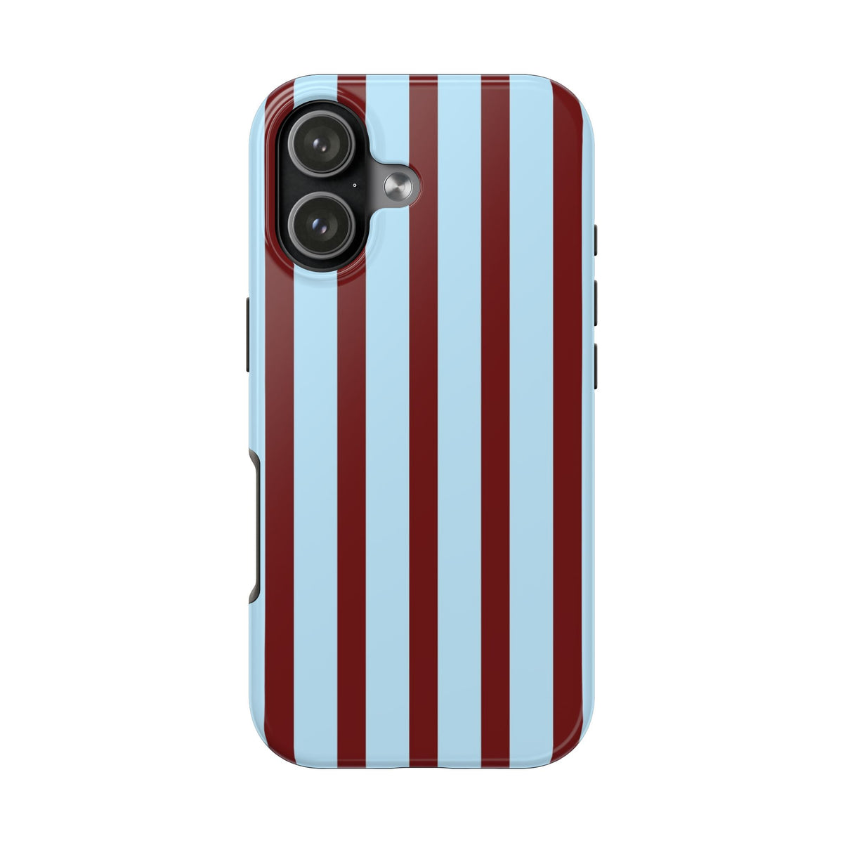 GLACIER BLUE & BURGUNDY STRIPED PHONE CASE