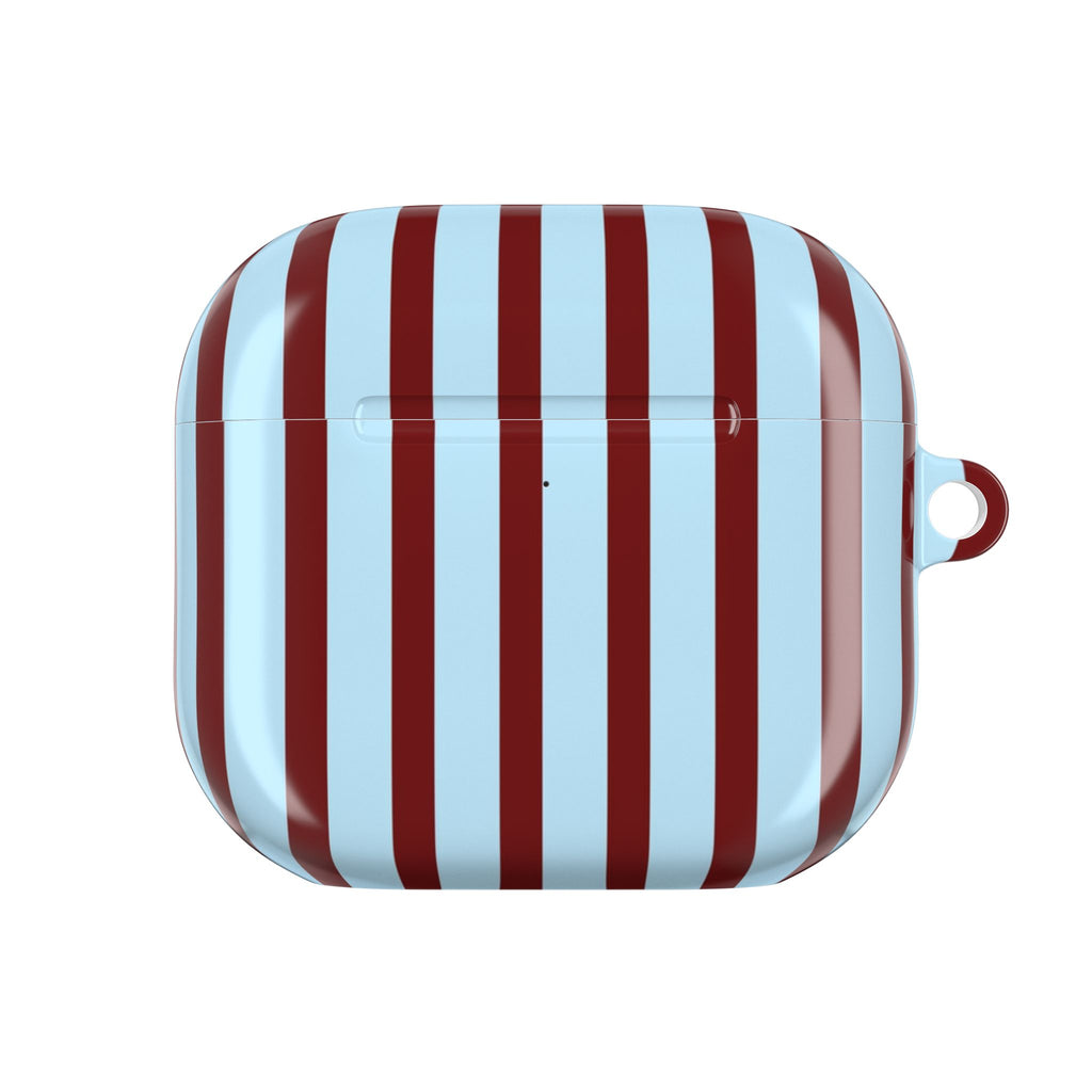 GLACIER BLUE & BURGUNDY STRIPED AIRPOD CASE