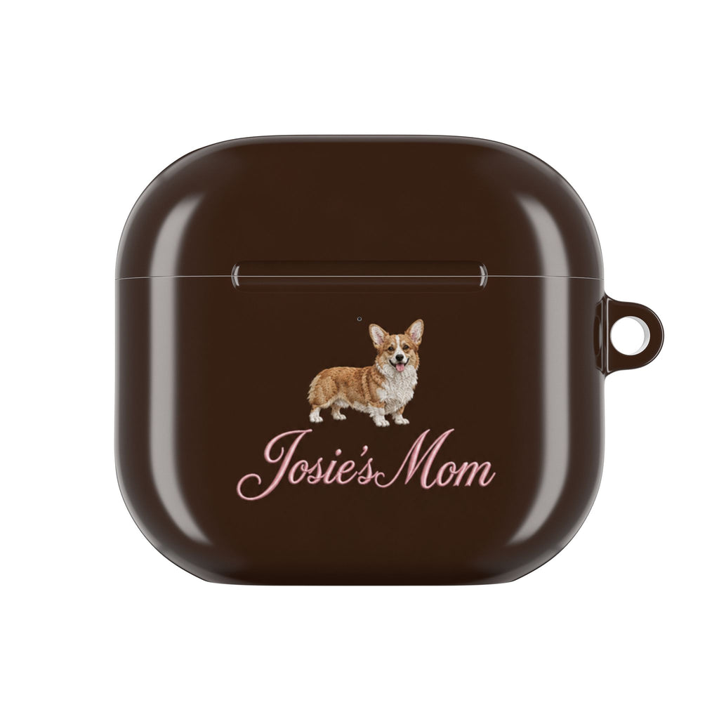 PERSONALIZED BROWN CORGI DOG MOM CUSTOM NAME AIRPOD CASE