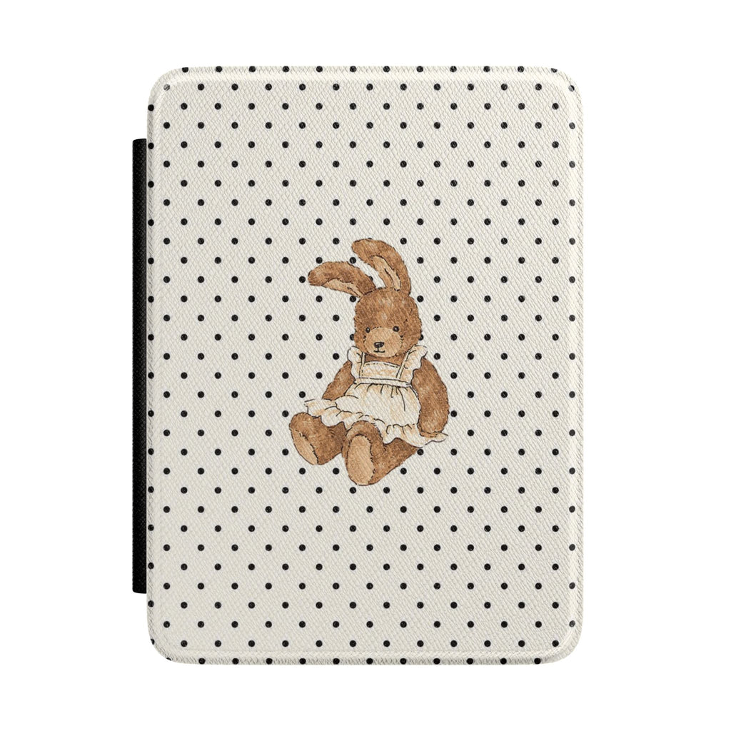 IVORY POLKA DOTS BUNNY KINDLE CASE HARDCOVER