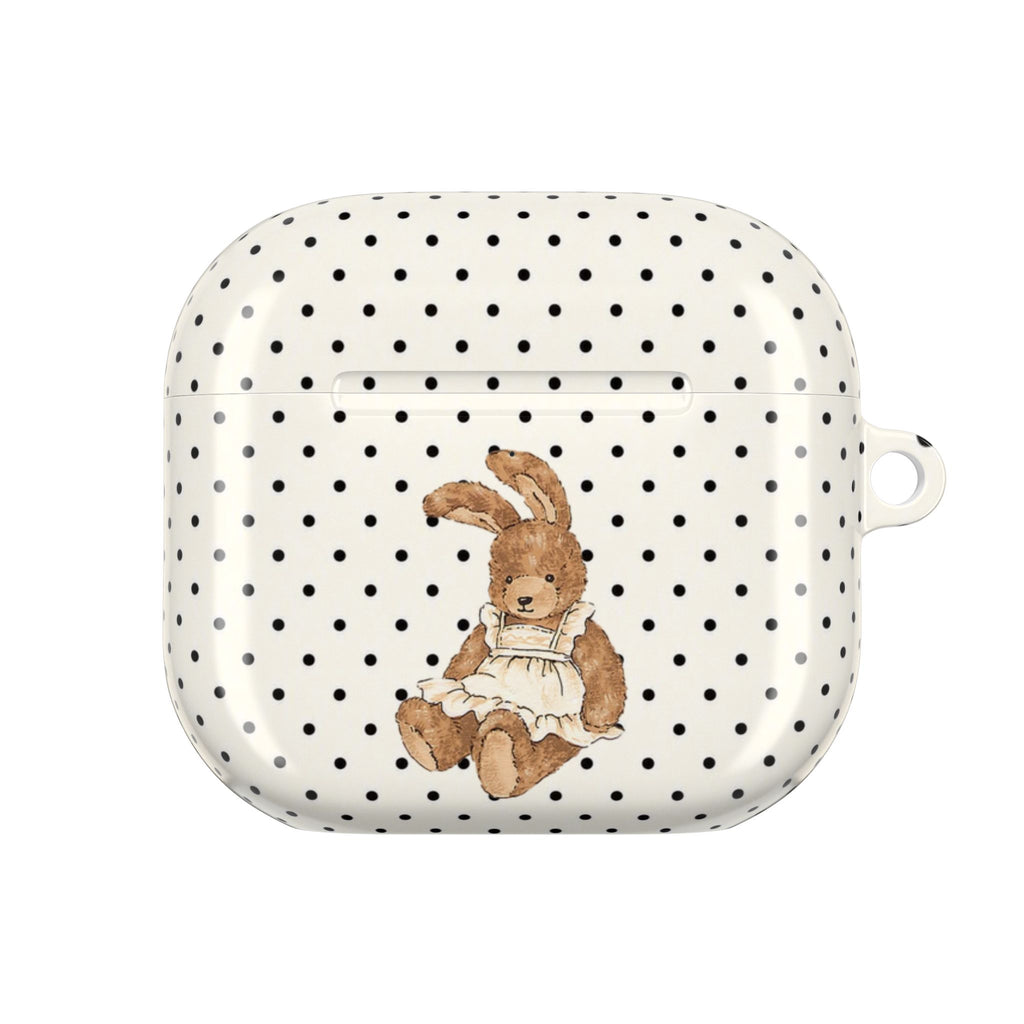 IVORY POLKA DOTS BUNNY AIRPOD CASE