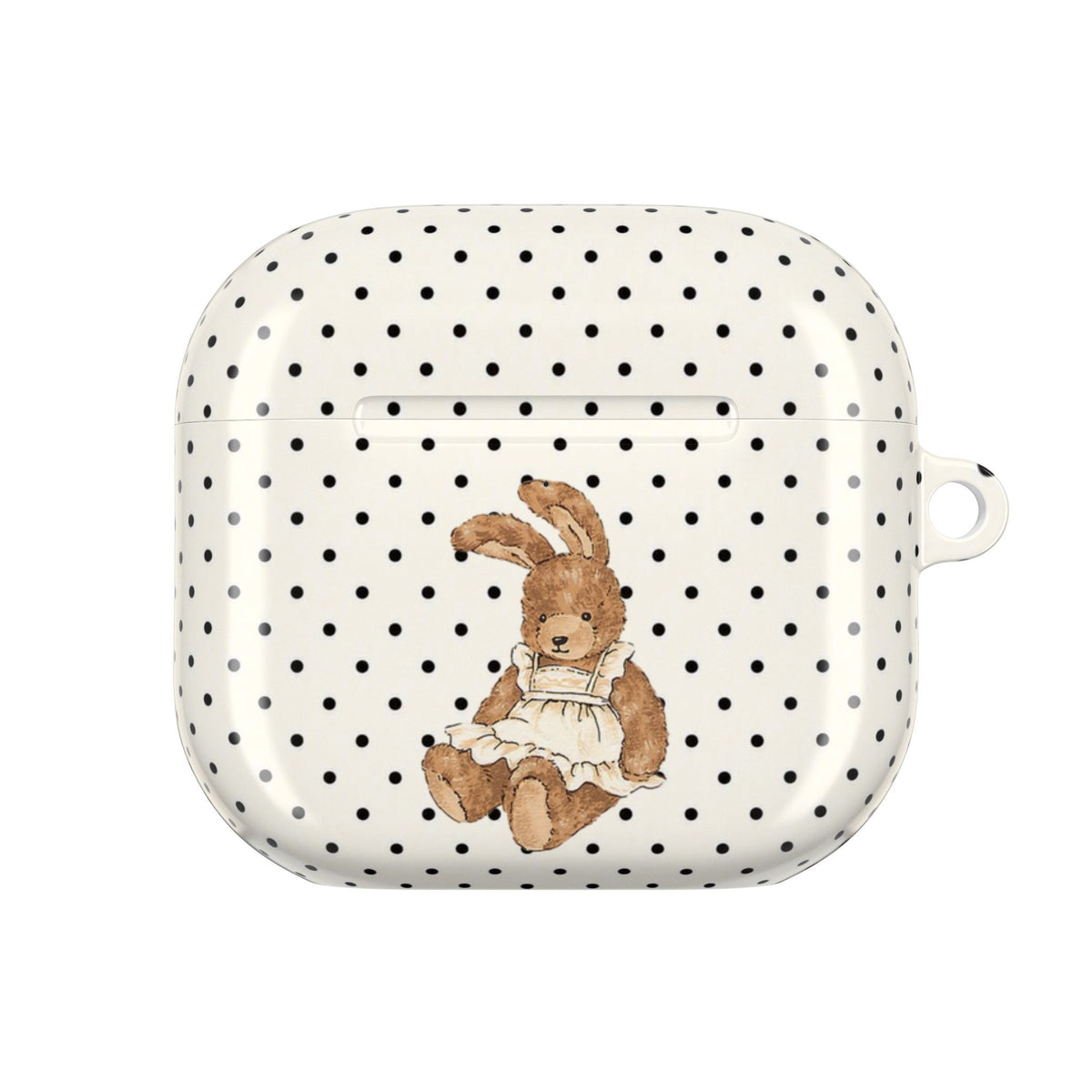 IVORY POLKA DOTS BUNNY AIRPOD CASE