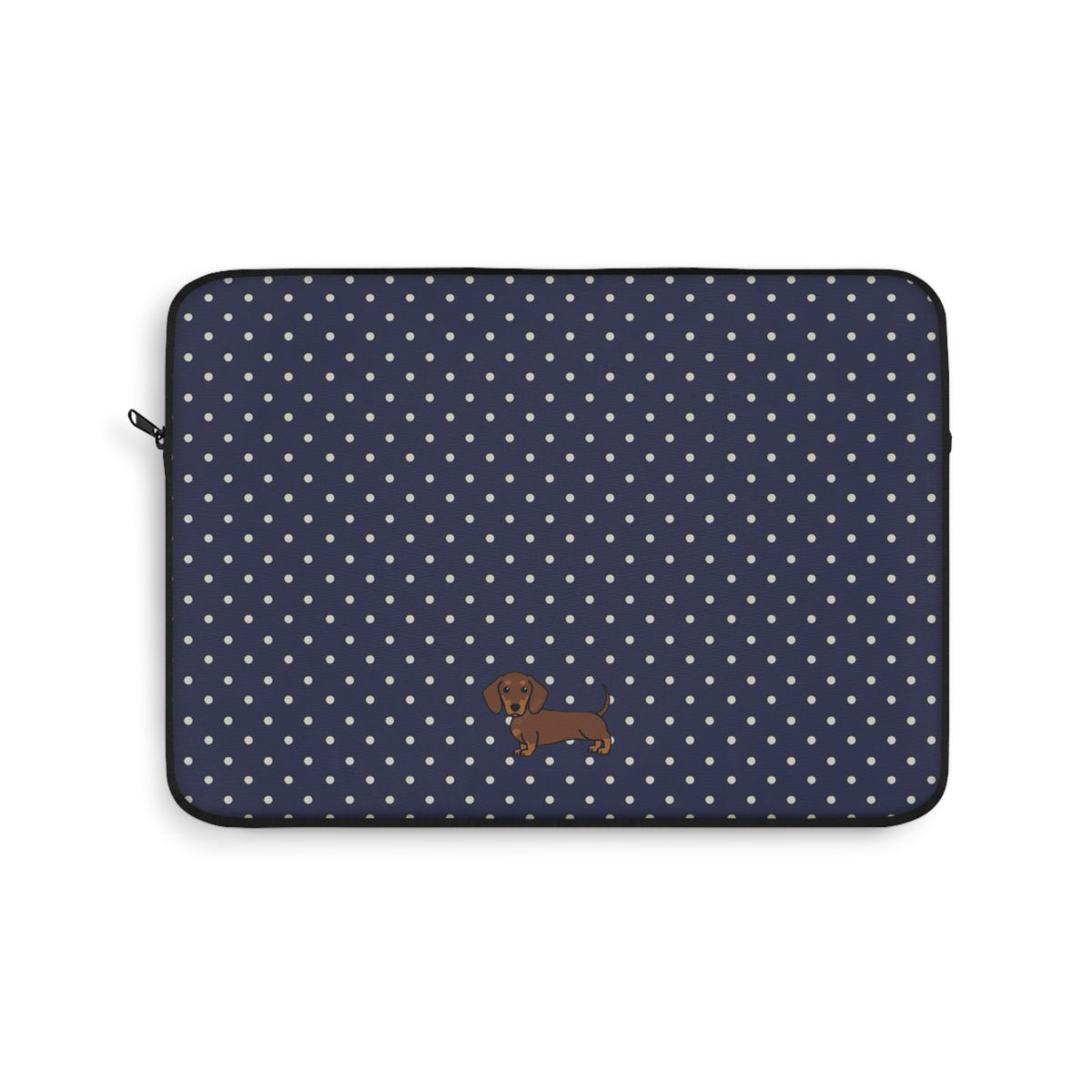 NAVY BLUE POLKA DOTS DACHSHUND KINDLE IPAD & LAPTOP SLEEVE