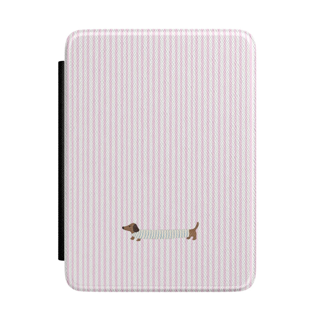 PINK STRIPES DACHSHUND WEENIE PUPPY DOG KINDLE CASE HARDCOVER