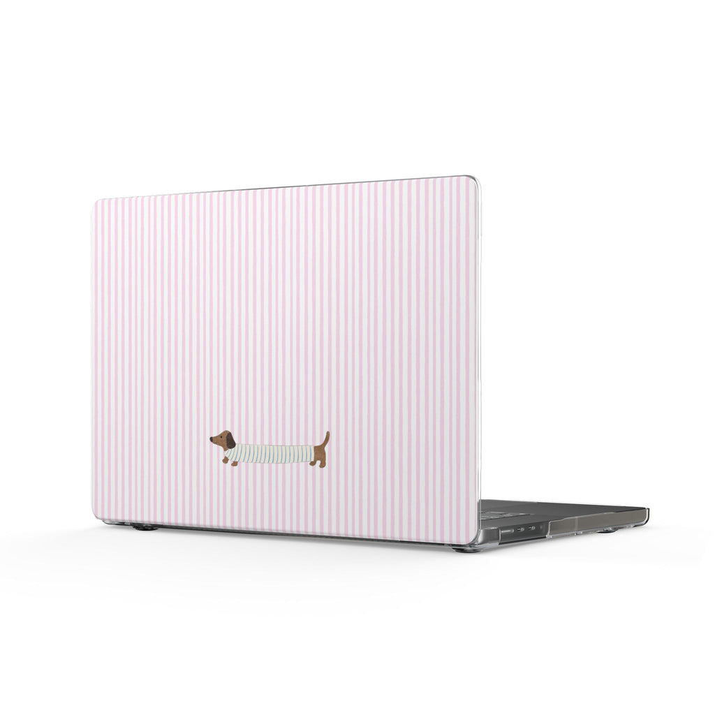 PINK STRIPES DACHSHUND WEENIE PUPPY DOG MACBOOK COVERS