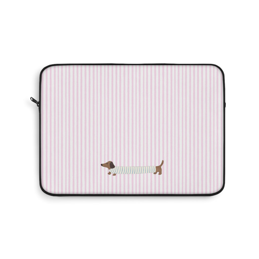 PINK STRIPES DACHSHUND WEENIE PUPPY DOG KINDLE IPAD & LAPTOP SLEEVE