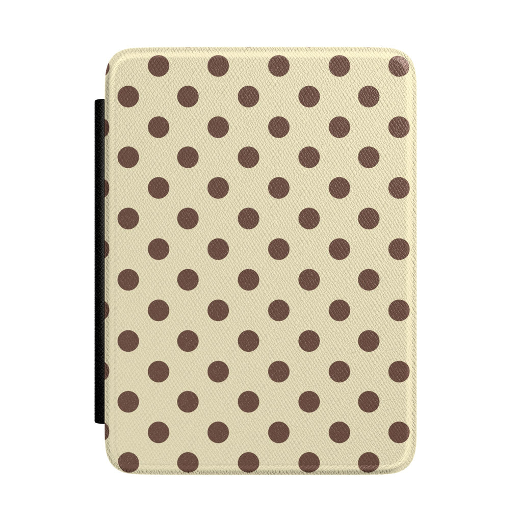 BUTTER YELLOW BROWN POLKA DOTS KINDLE CASE HARDCOVER