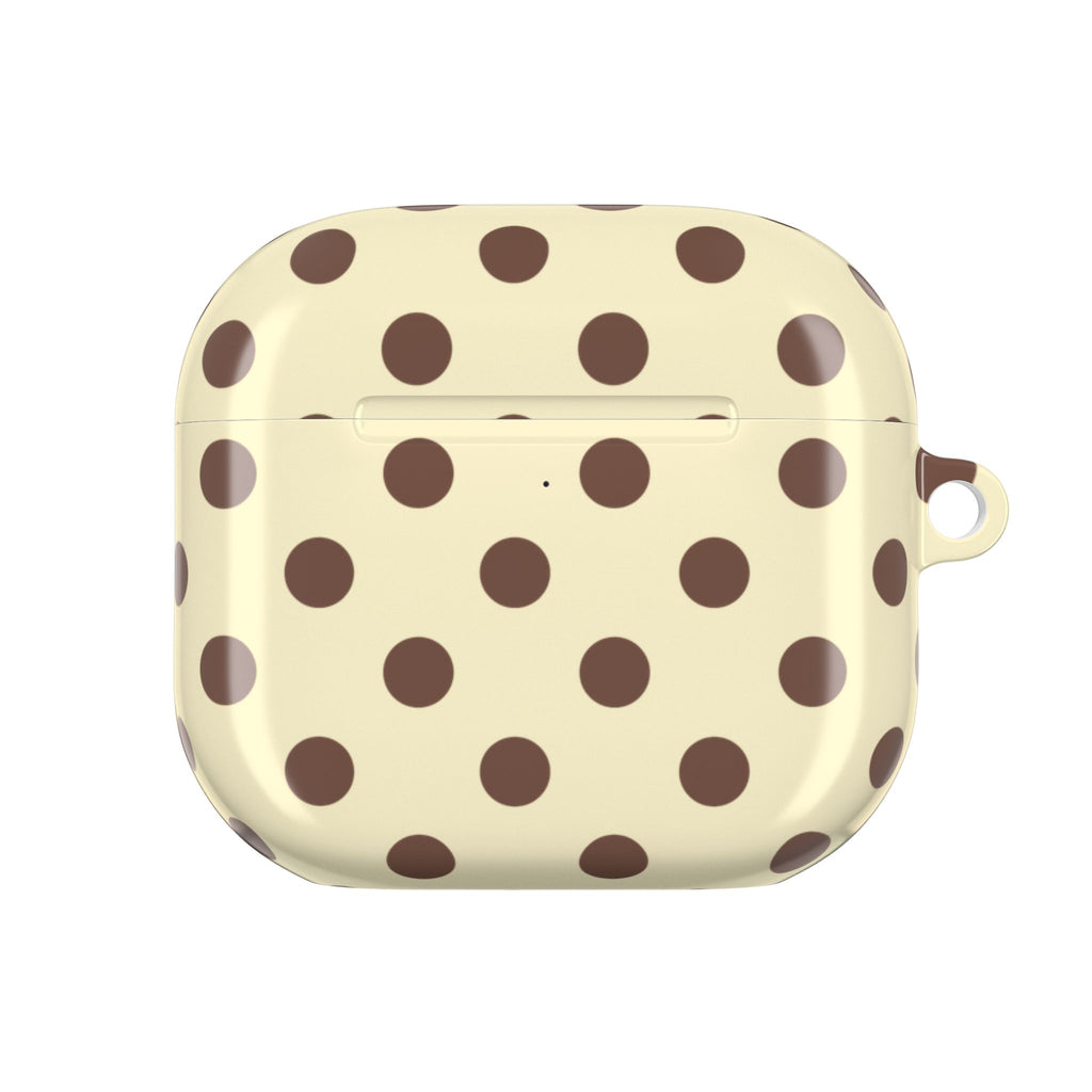 BUTTER YELLOW BROWN POLKA DOTS AIRPOD CASE