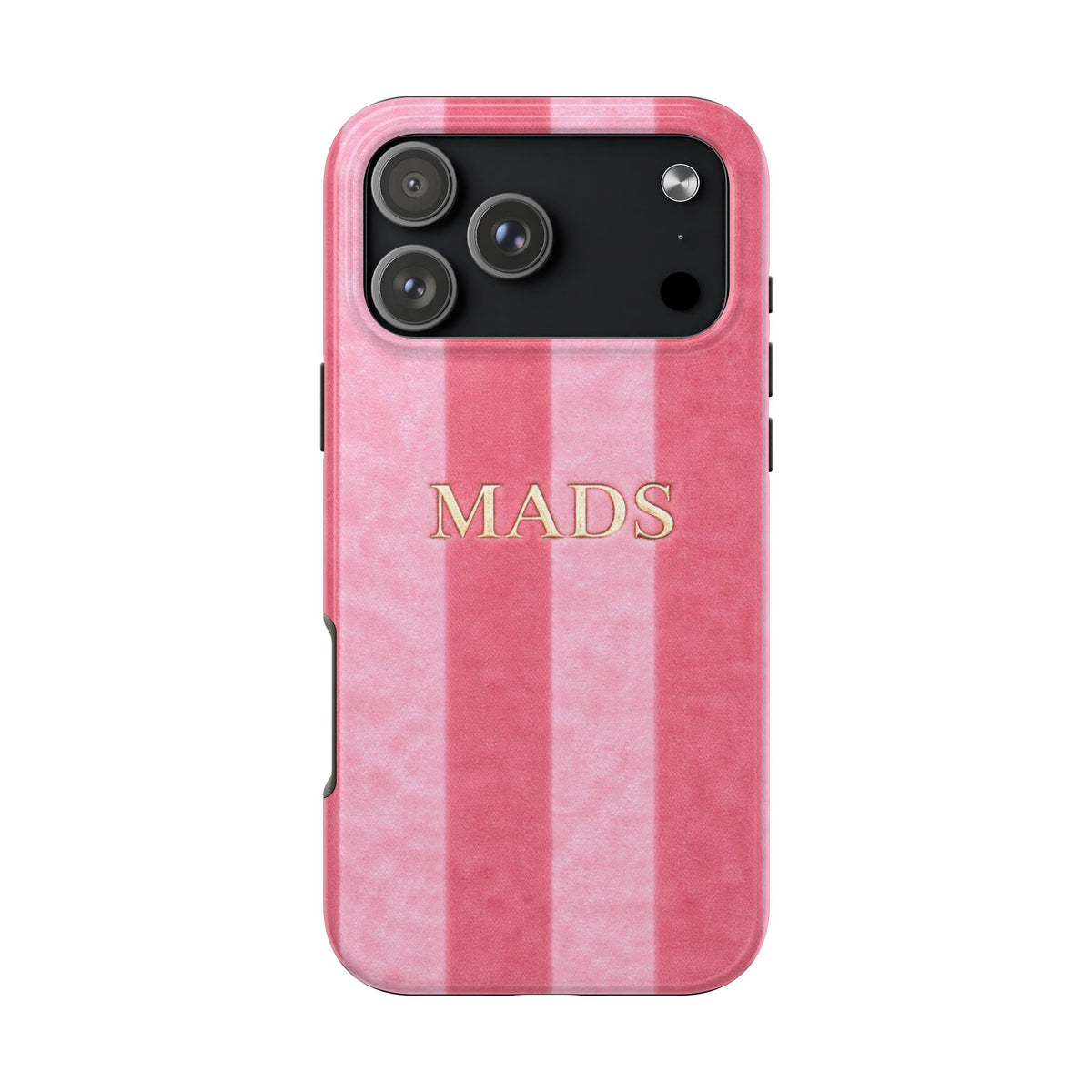 PERSONALIZED PINK STRIPES INITIALS NAME CUSTOM PHONE CASE