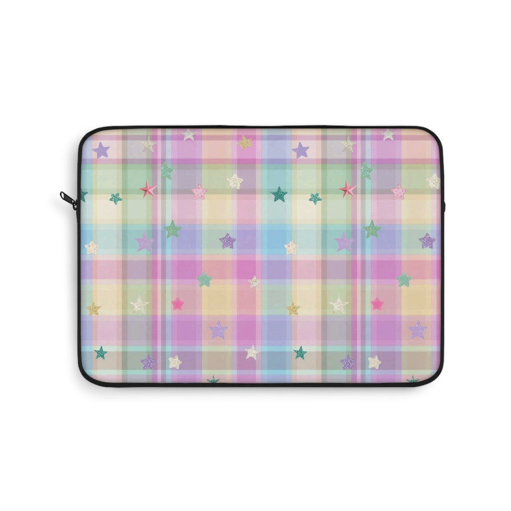 RAINBOW PASTEL PLAID STARS KINDLE IPAD & LAPTOP SLEEVE