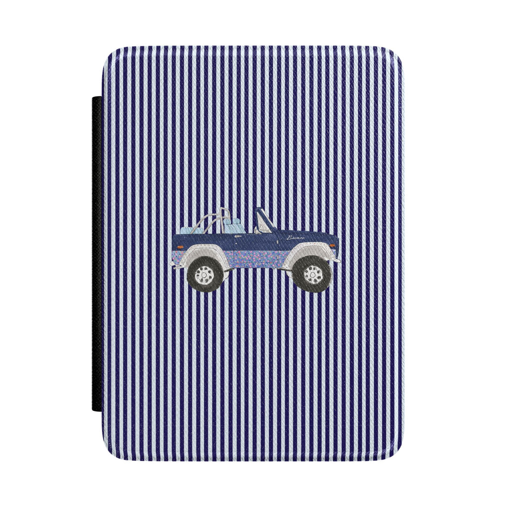 BLUE STRIPES NAVY VINTAGE FLORAL BRONCO KINDLE CASE HARDCOVER