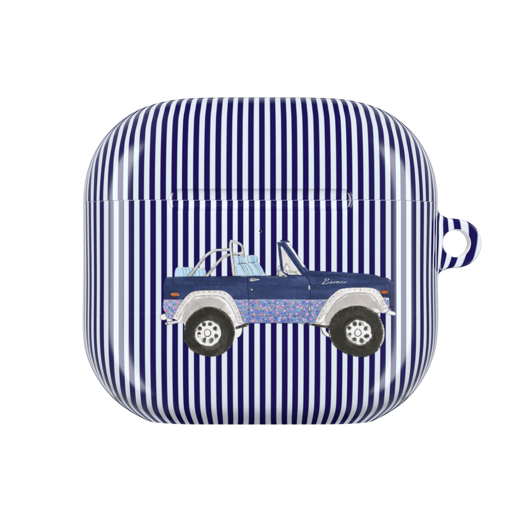 BLUE STRIPES NAVY VINTAGE FLORAL BRONCO AIRPOD CASE