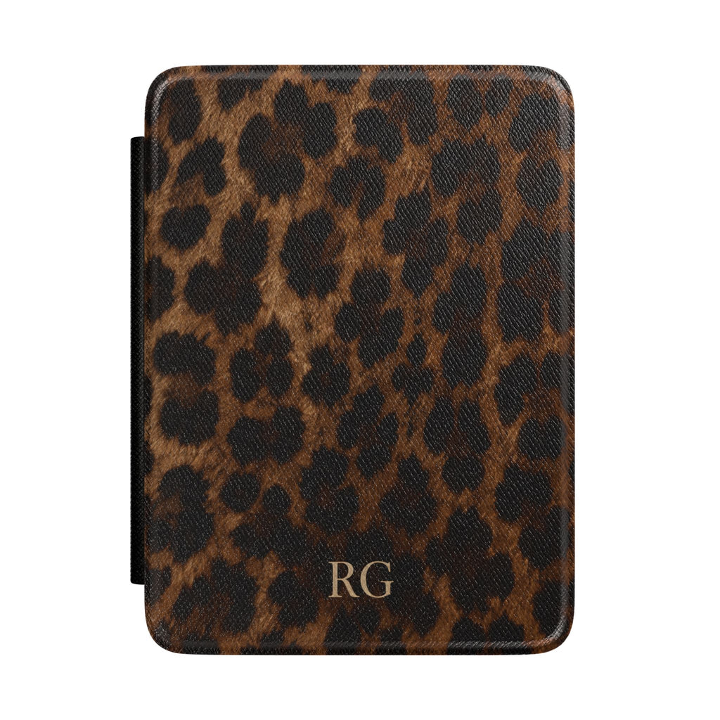 PERSONALIZED BROWN CHEETAH LEOPARD CUSTOM MONOGRAM INITIALS KINDLE CASE HARDCOVER