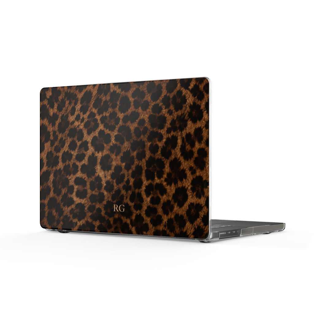 PERSONALIZED BROWN CHEETAH LEOPARD CUSTOM MONOGRAM INITIALS MACBOOK COVERS