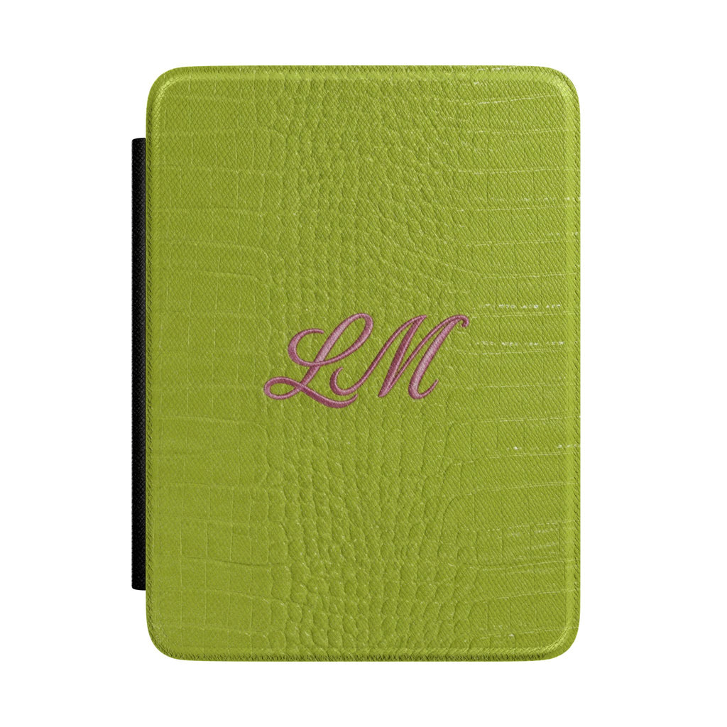 PERSONALIZED LIME GREEN CROC MONOGRAM INITIALS CUSTOM NAME KINDLE CASE HARDCOVER
