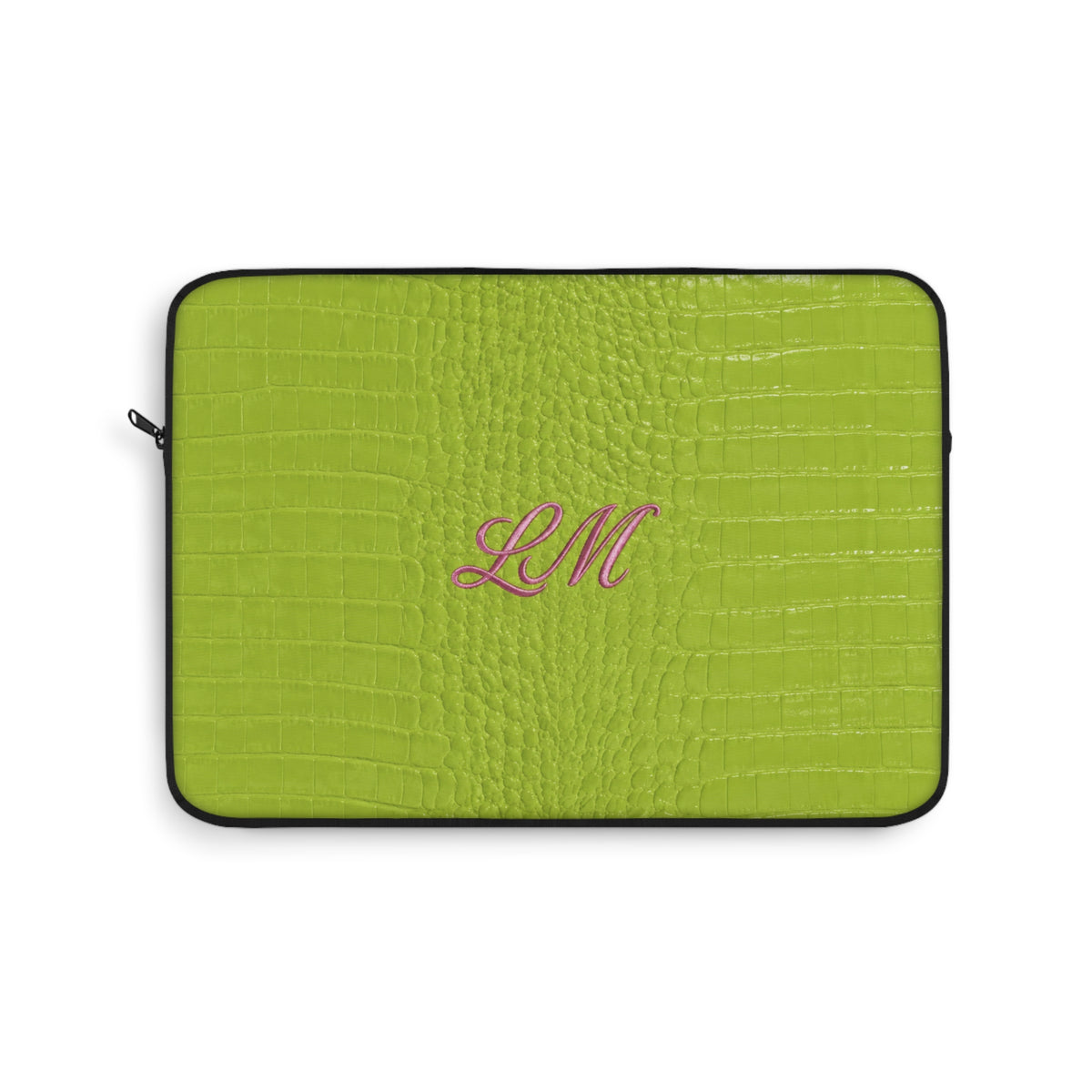 PERSONALIZED LIME GREEN CROC MONOGRAM INITIALS CUSTOM NAME KINDLE IPAD & LAPTOP SLEEVE