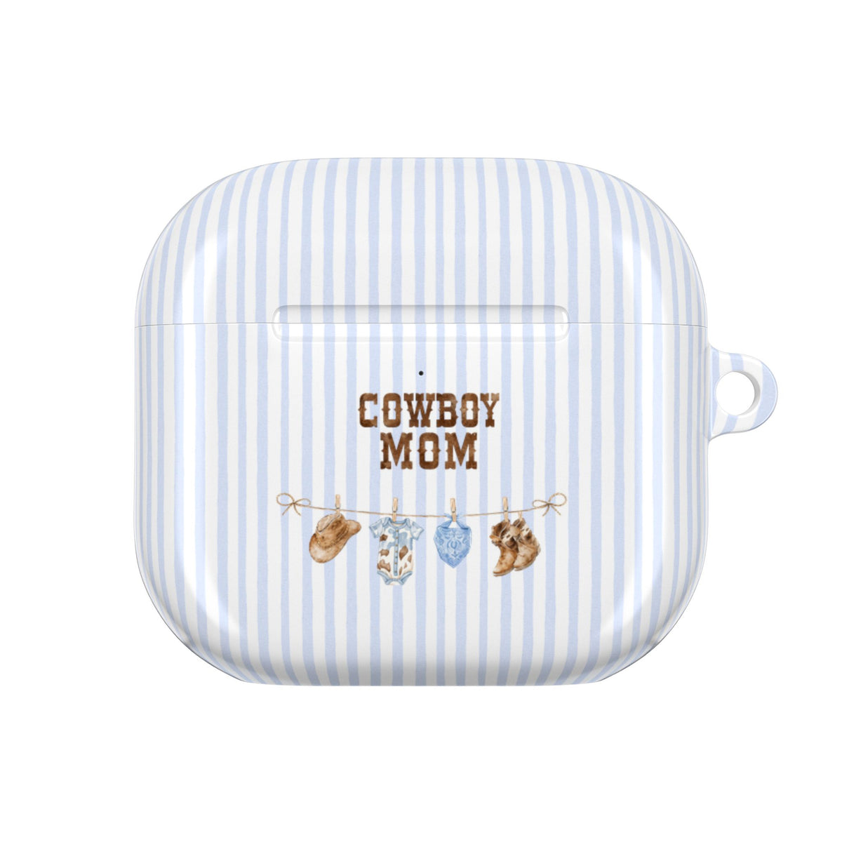 BLUE STRIPES COWBOY MOM COUNTRY AIRPOD CASE