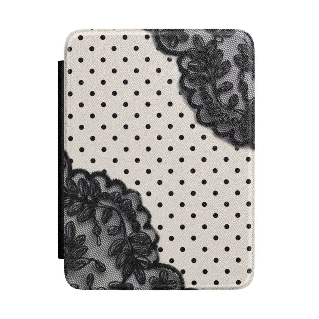 COQUETTE POLKA DOTS BLACK LACE KINDLE CASE HARDCOVER