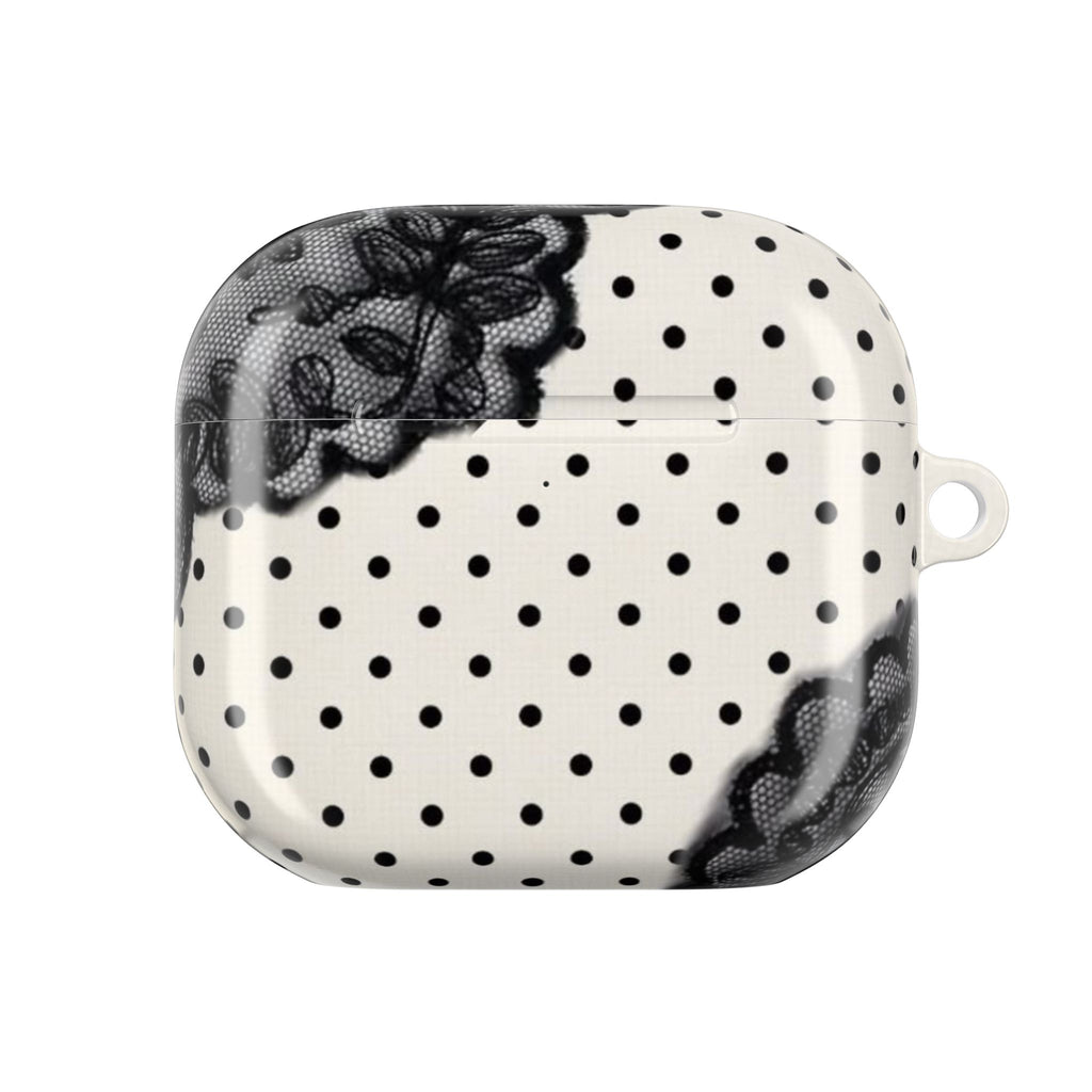 COQUETTE POLKA DOTS BLACK LACE AIRPOD CASE