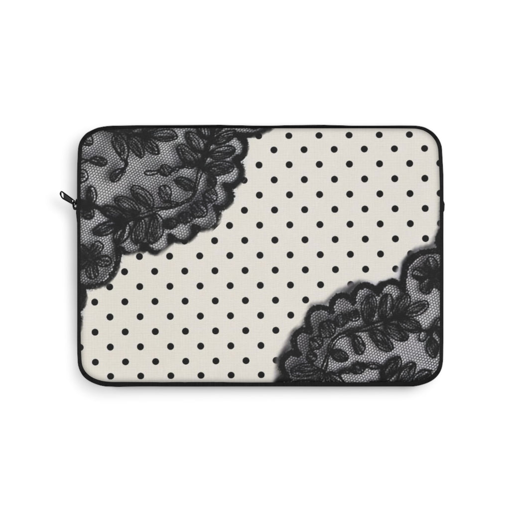 COQUETTE POLKA DOTS BLACK LACE KINDLE IPAD & LAPTOP SLEEVE