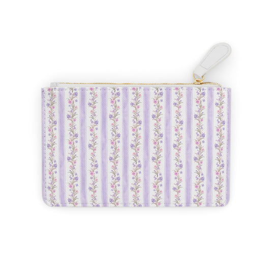 MINI PURPLE STRIPE FLORAL LEATHER POUCH