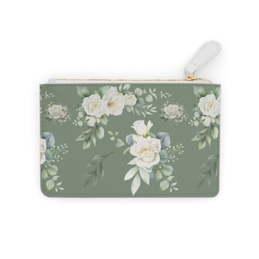 MINI GREEN FLORAL LEATHER POUCH