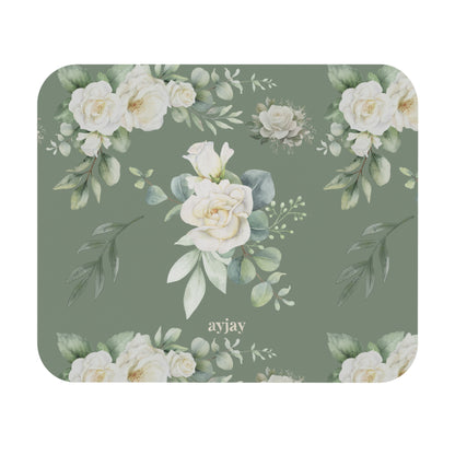 GREEN FLORAL MOUSE PAD