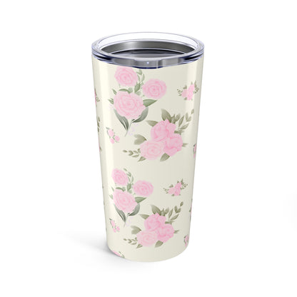 IVORY PINK ROSES TUMBLER