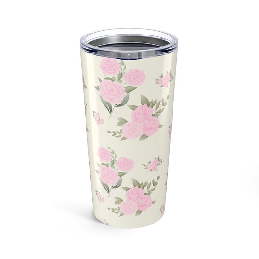 IVORY PINK ROSES TUMBLER
