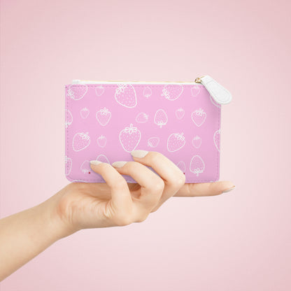 PINK STRAWBERRIES LEATHER POUCH