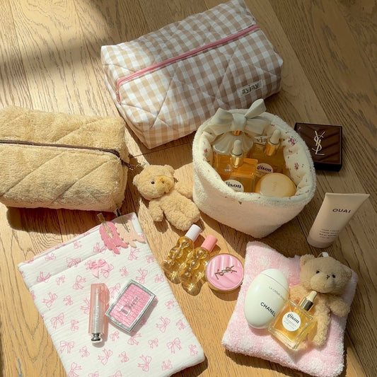 BROWN TEDDY BROWN ZIPPER MAKEUP BAG