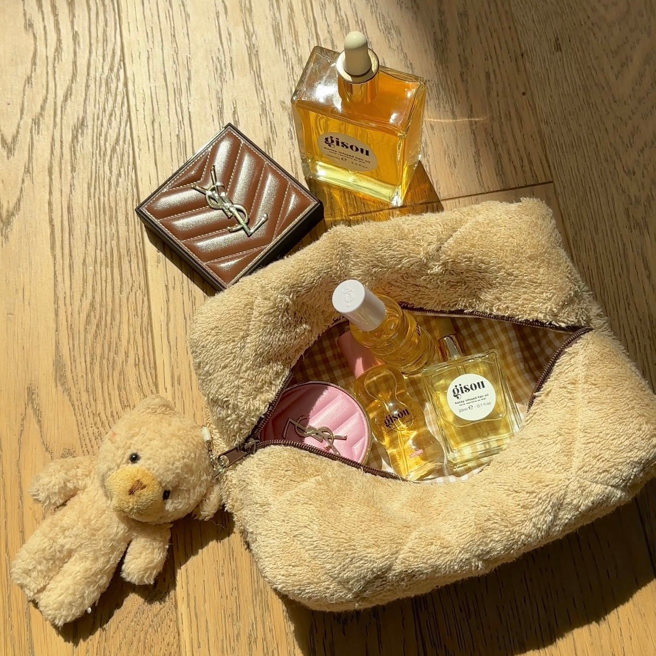 BROWN TEDDY BROWN ZIPPER MAKEUP BAG